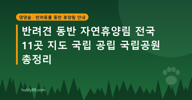 반려견 동반 자연휴양림 전국 11곳 지도 국립 공립 국립공원 총정리